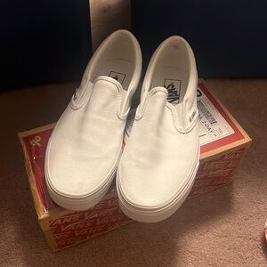 White slip on vans- womens size 9